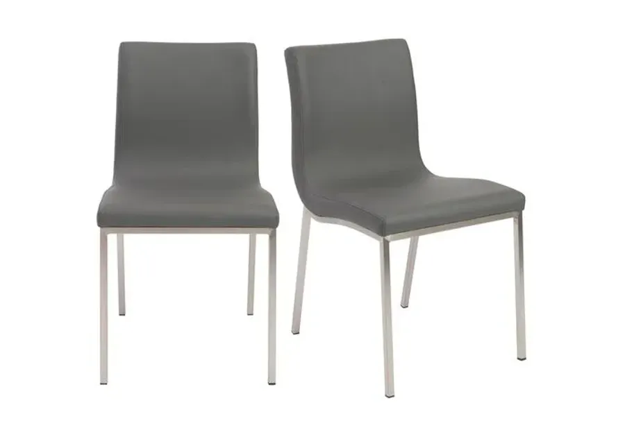 Set of 2 Vesta Side Chairs - Gray Leatherette