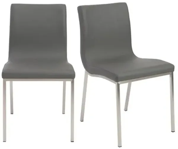 Set of 2 Vesta Side Chairs - Gray Leatherette