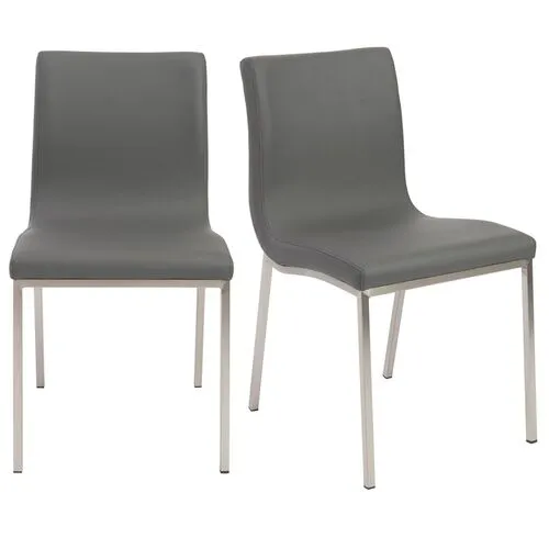 Set of 2 Vesta Side Chairs - Gray Leatherette