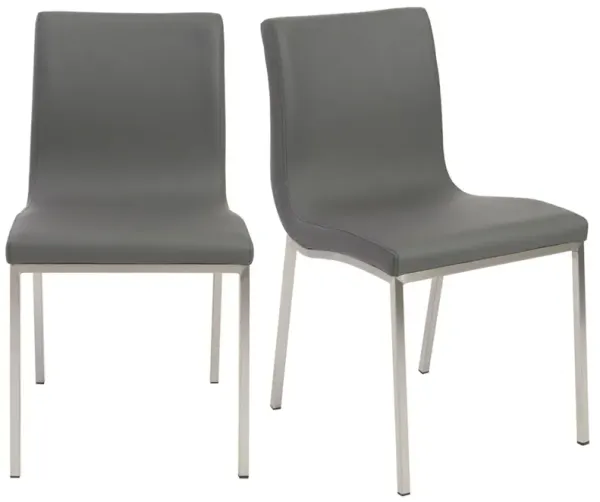 S/2 Vesta Side Chairs, Gray Leatherette