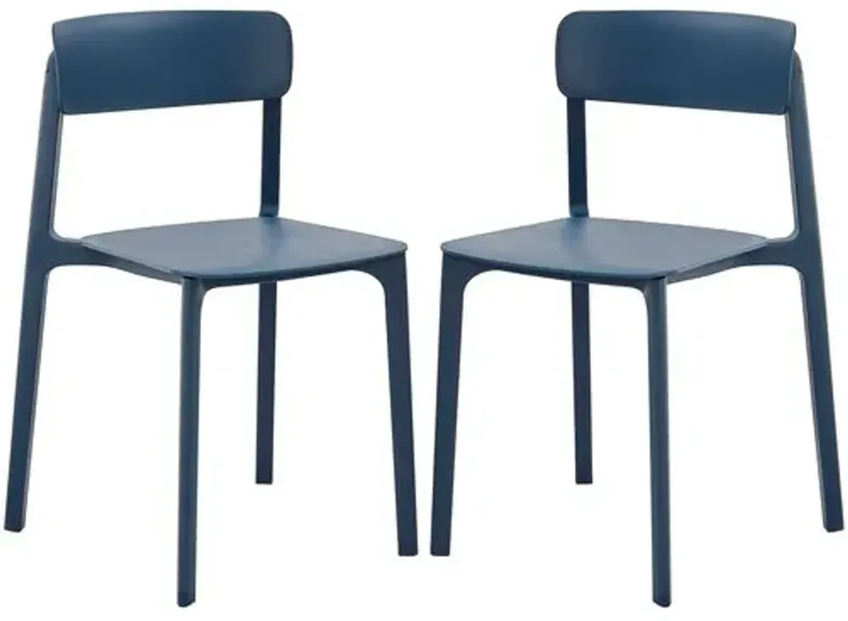 Set of 2 Perri Indoor/Outdoor Side Chairs - Blue