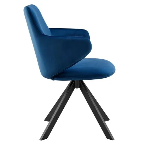 Velvique Swivel Side Chair - Velvet - Blue