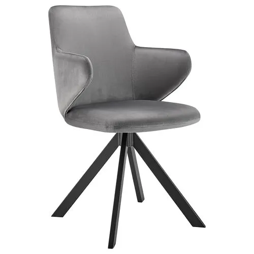 Velvique Swivel Side Chair - Velvet - Gray