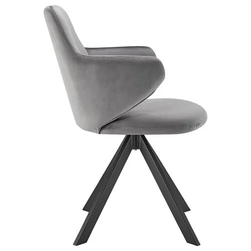 Velvique Swivel Side Chair - Velvet - Gray