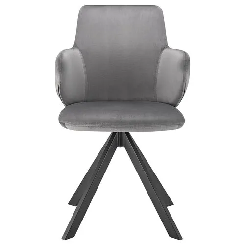 Velvique Swivel Side Chair - Velvet - Gray