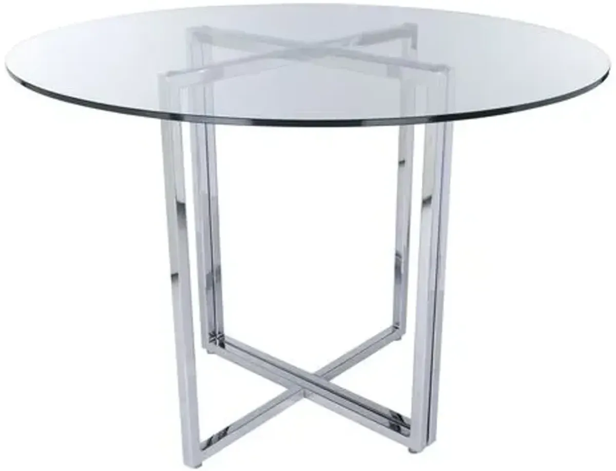 Legend 36" Round Dining Table - Clear/Chromed Steel