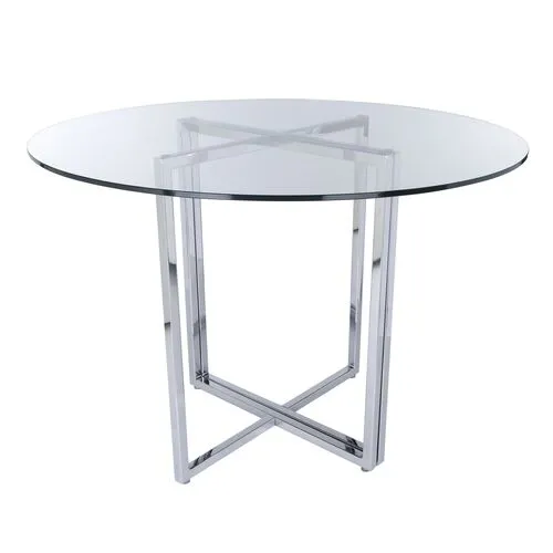 Legend 36" Round Dining Table - Clear/Chromed Steel