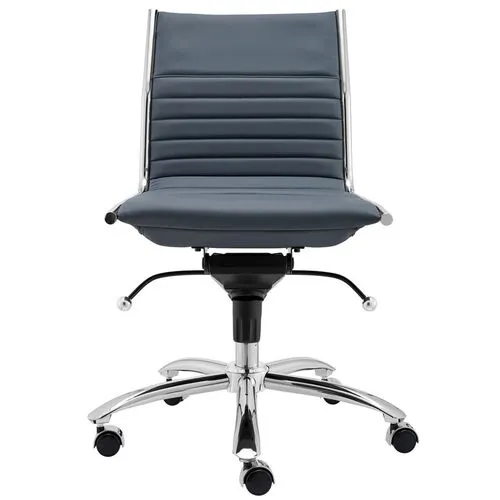 Bungie Comfort Low Back Armless Office Chair - Blue