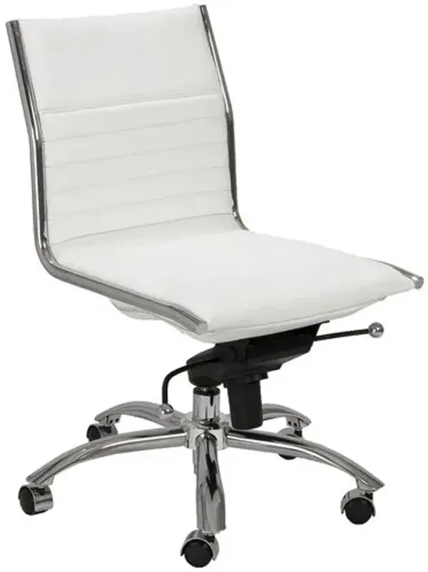 Bungie Comfort Low Back Armless Office Chair - White