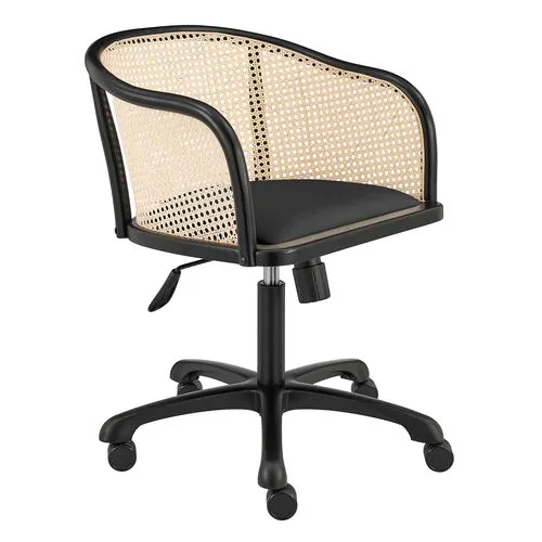 Tate Rattan Office Chair - Black