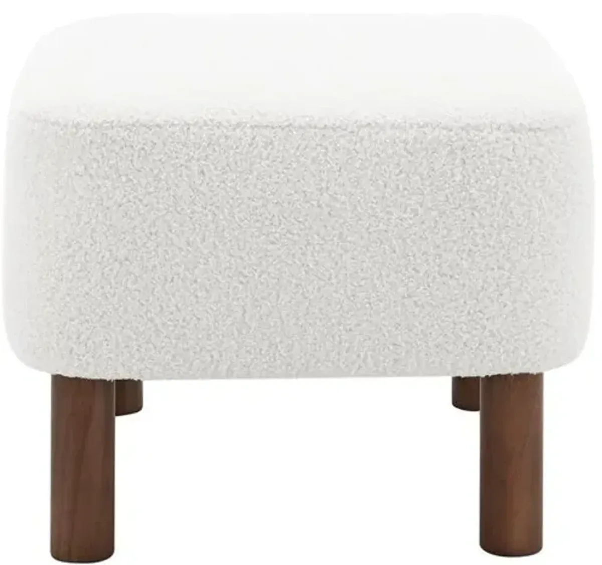 Valleta Ottoman - Plush White/Walnut