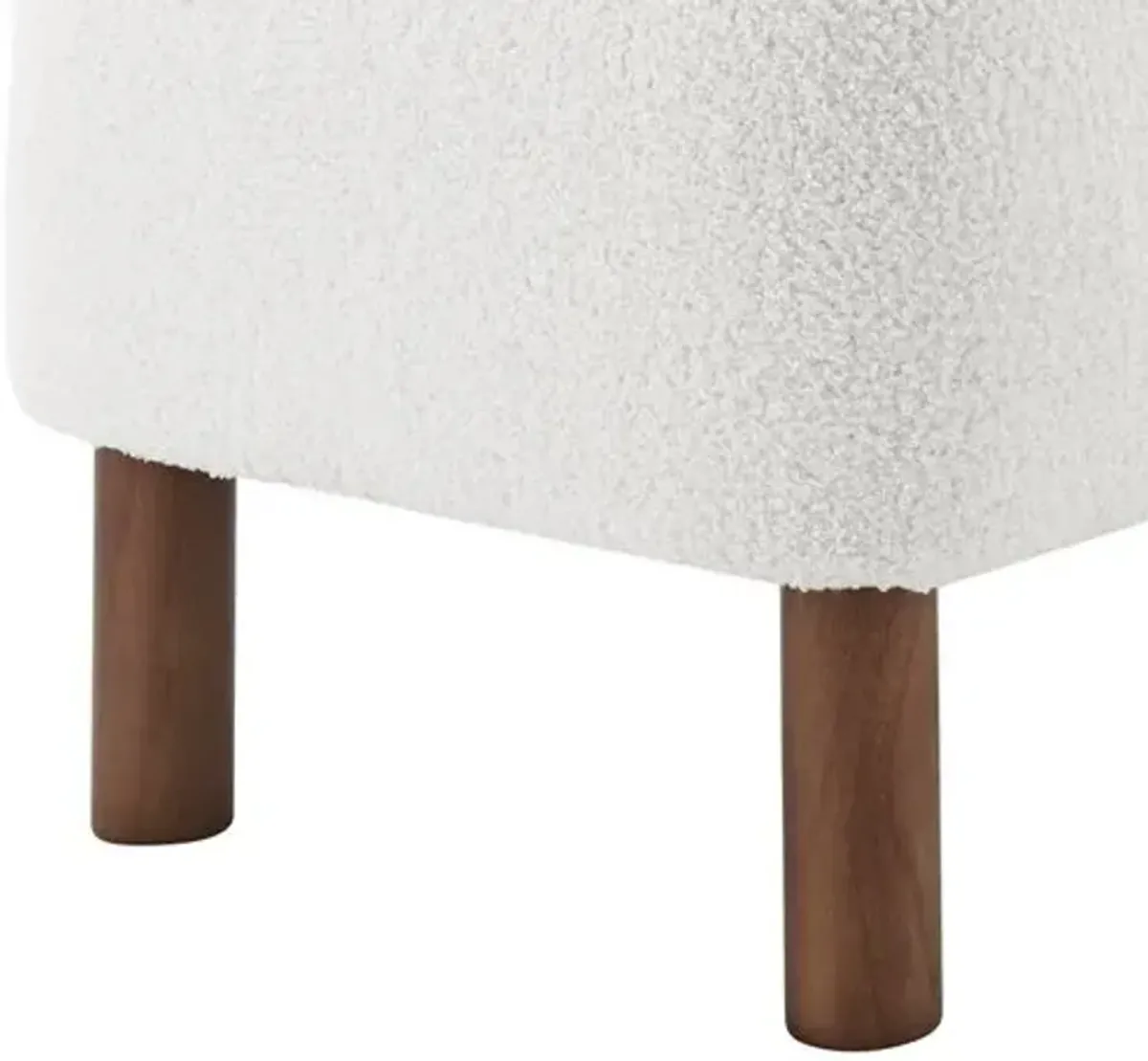 Valleta Ottoman - Plush White/Walnut