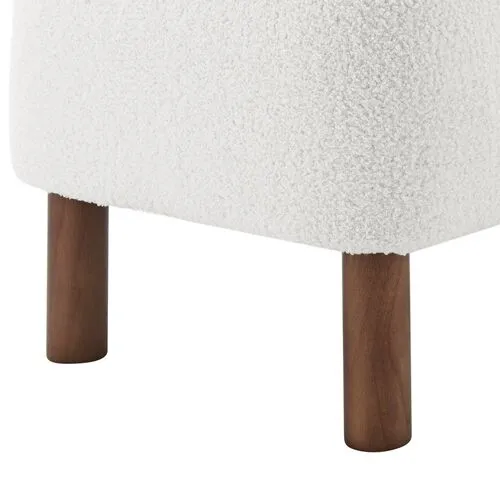 Valleta Ottoman - Plush White/Walnut