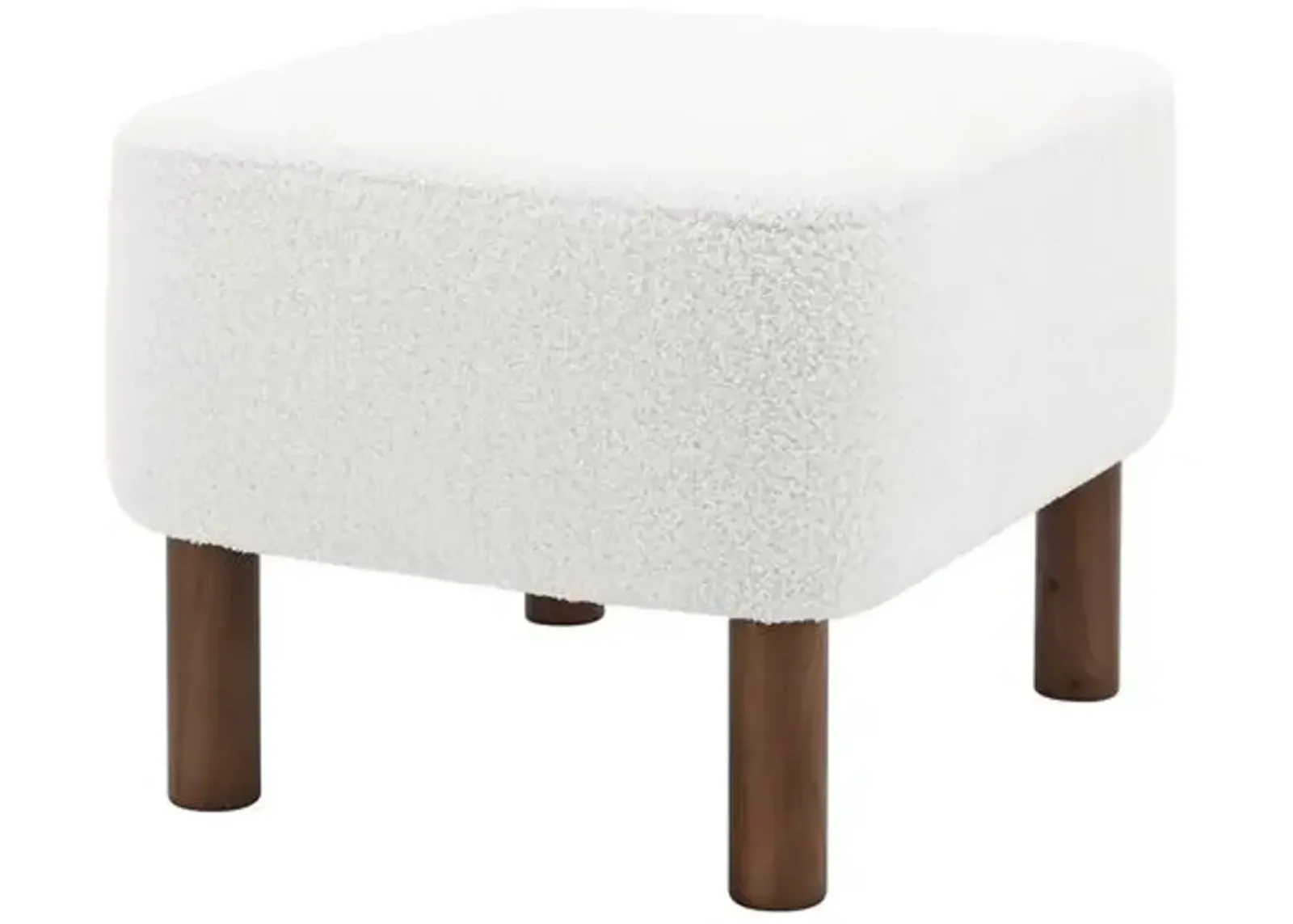 Valleta Ottoman - Plush White/Walnut