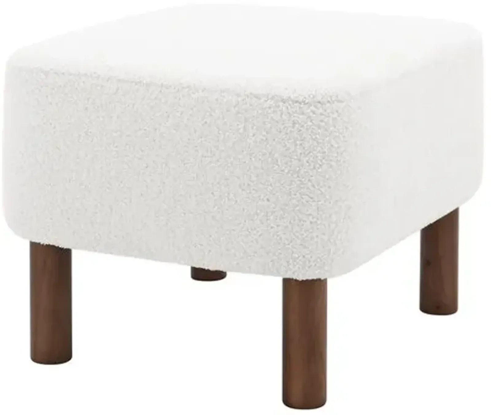 Valleta Ottoman - Plush White/Walnut