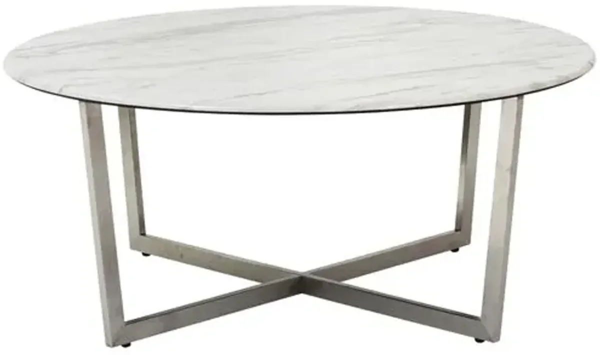 Marquin 36" Round Coffee Table - White