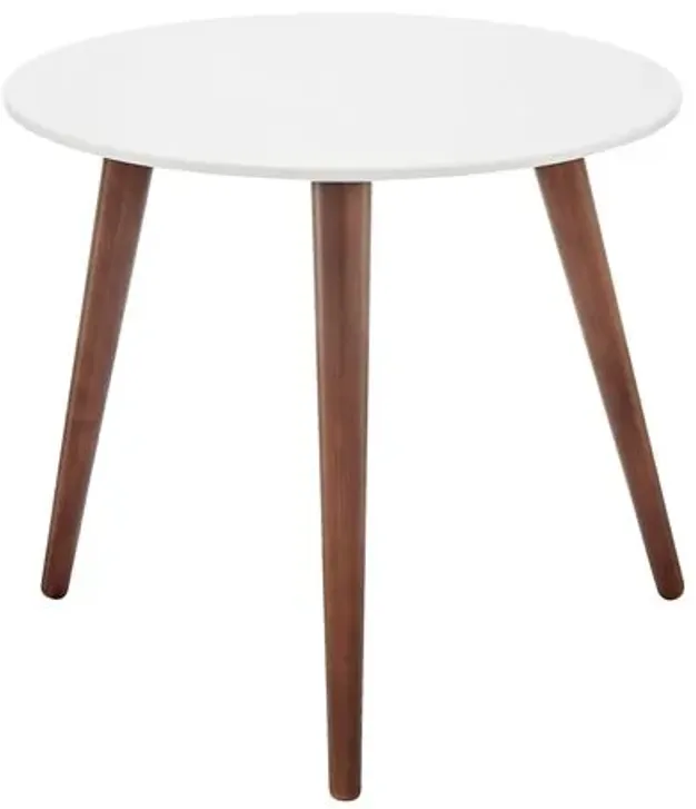 Whitewood Round Side Table - White/Walnut