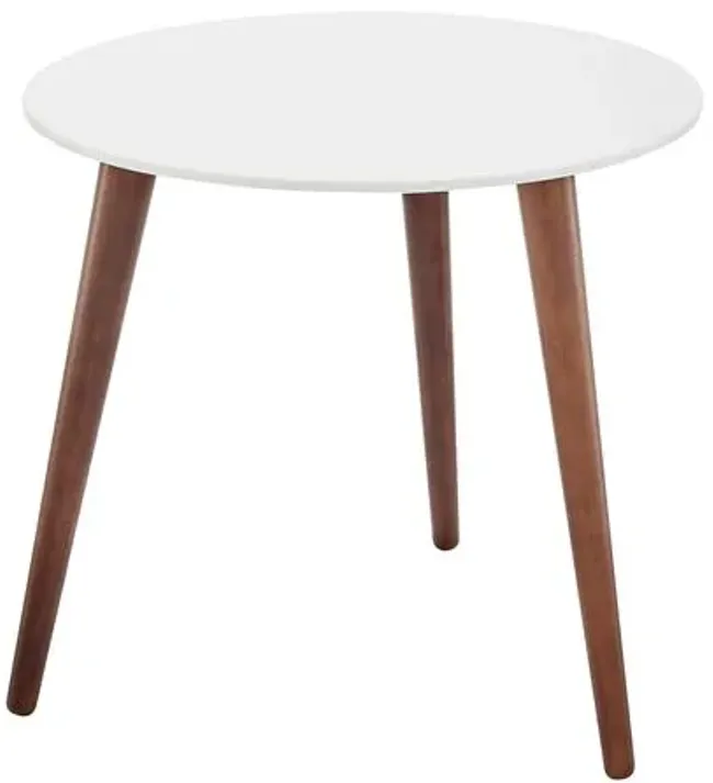 Whitewood Round Side Table - White/Walnut