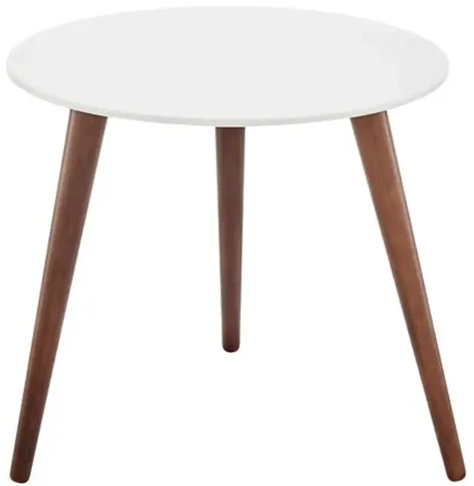 Whitewood Round Side Table - White/Walnut