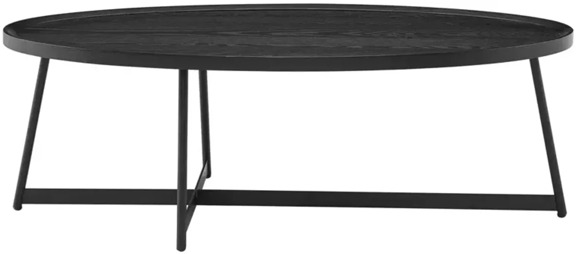 Komorebi 47" Oval Coffee Table, Black Ash