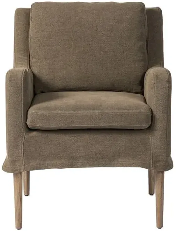 Aurelia Linen Slipcover Dining Chair - Amber Lewis x Four Hands - Brown