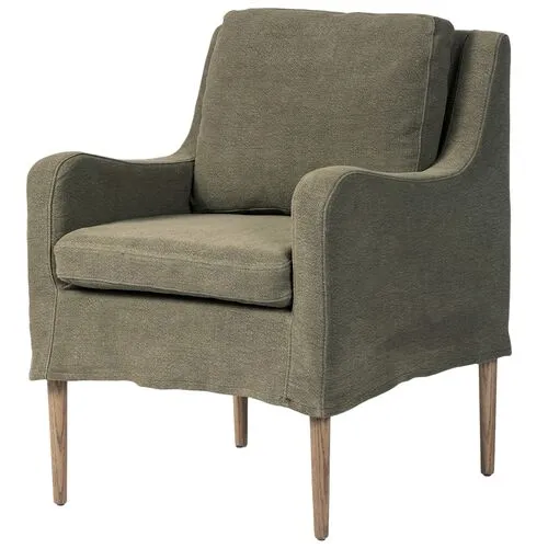 Aurelia Linen Slipcover Dining Chair - Amber Lewis x Four Hands - Green