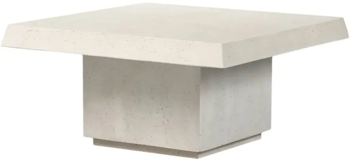 Avila Outdoor Concrete Coffee Table, Aged White