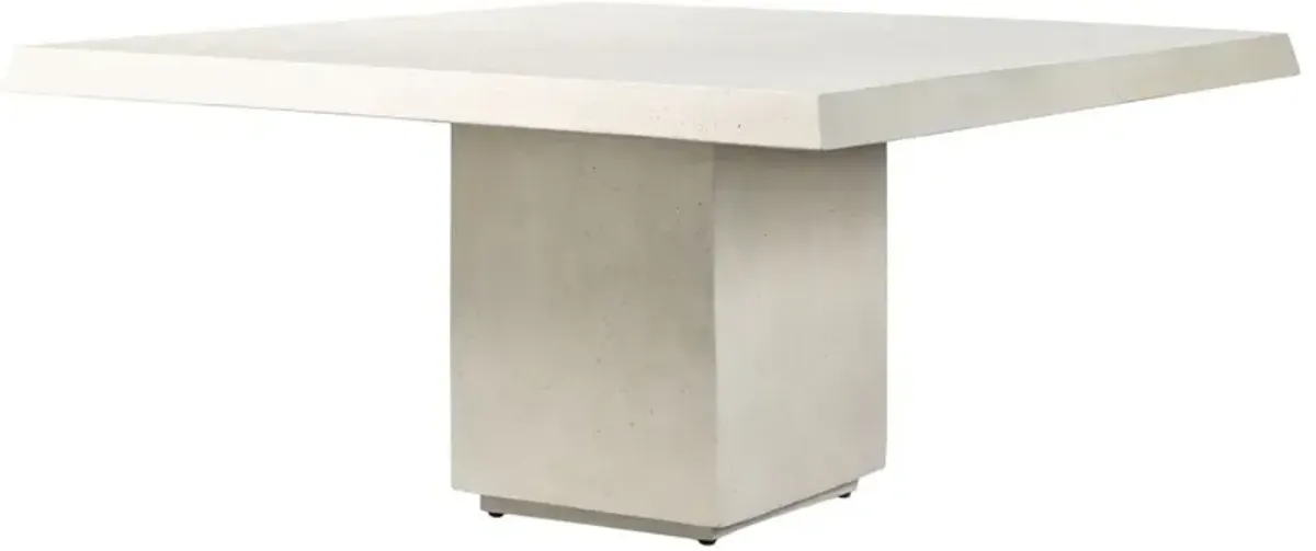 Avila 60" Outdoor Concrete Dining Table, Aged White