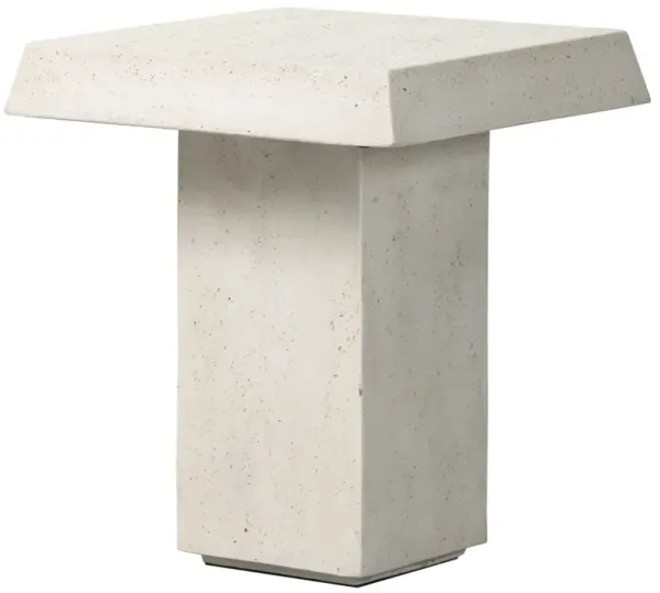 Avila Outdoor Concrete End Table, Aged White