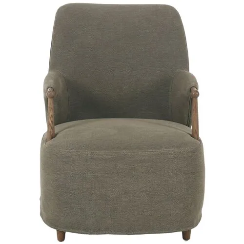 Brently Linen Slipcover Accent Chair - Amber Lewis x Four Hands - Green, Comfortable, Durable