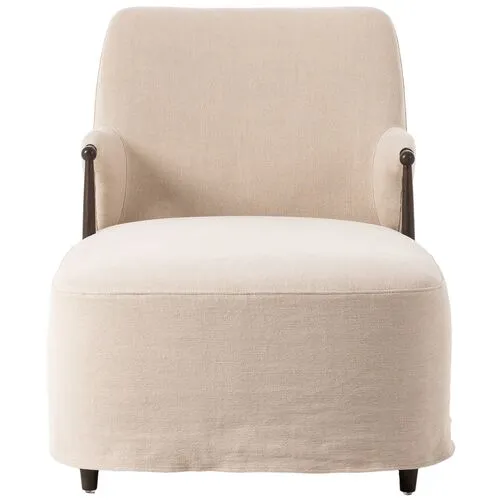 Brently Linen Slipcover Chaise - Dune - Amber Lewis x Four Hands - Beige - Comfortable, Sturdy, Stylish
