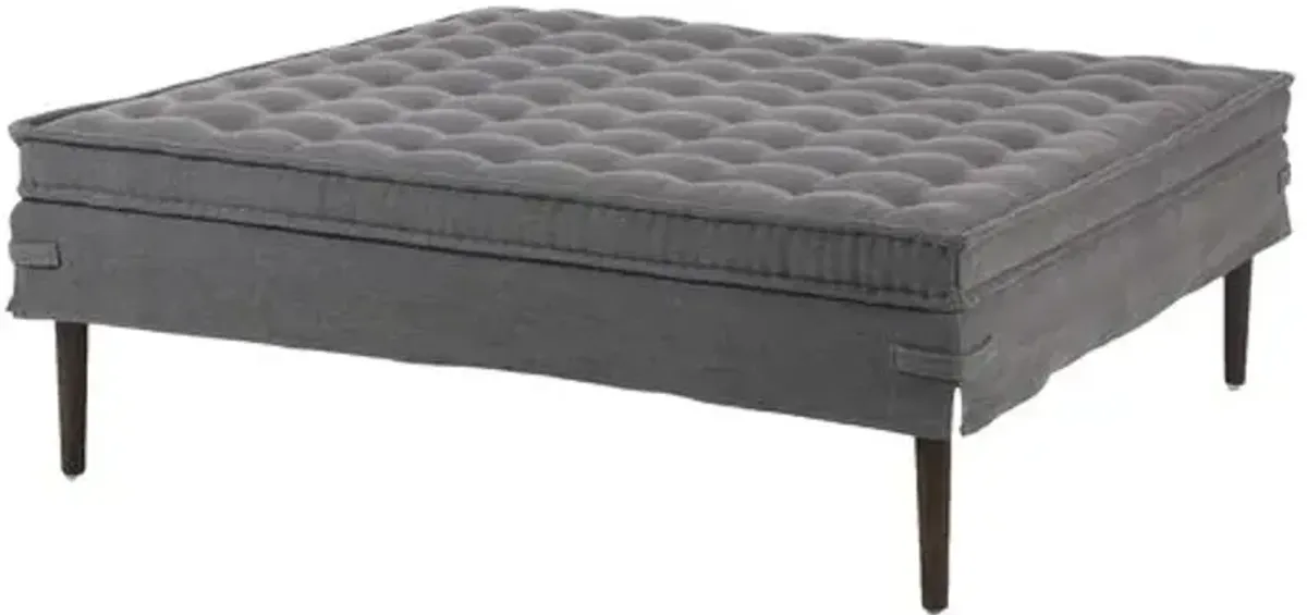 Cole Large Square French Mattress Ottoman - Amber Lewis x Four Hands - Blue