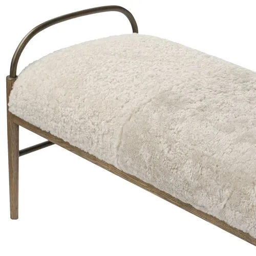 Demi Iron Accent Bench - Beige Shearling - Amber Lewis x Four Hands