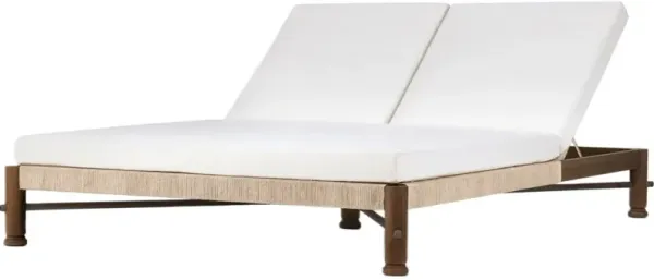 Finnegan Outdoor Teak Woven Double Chaise