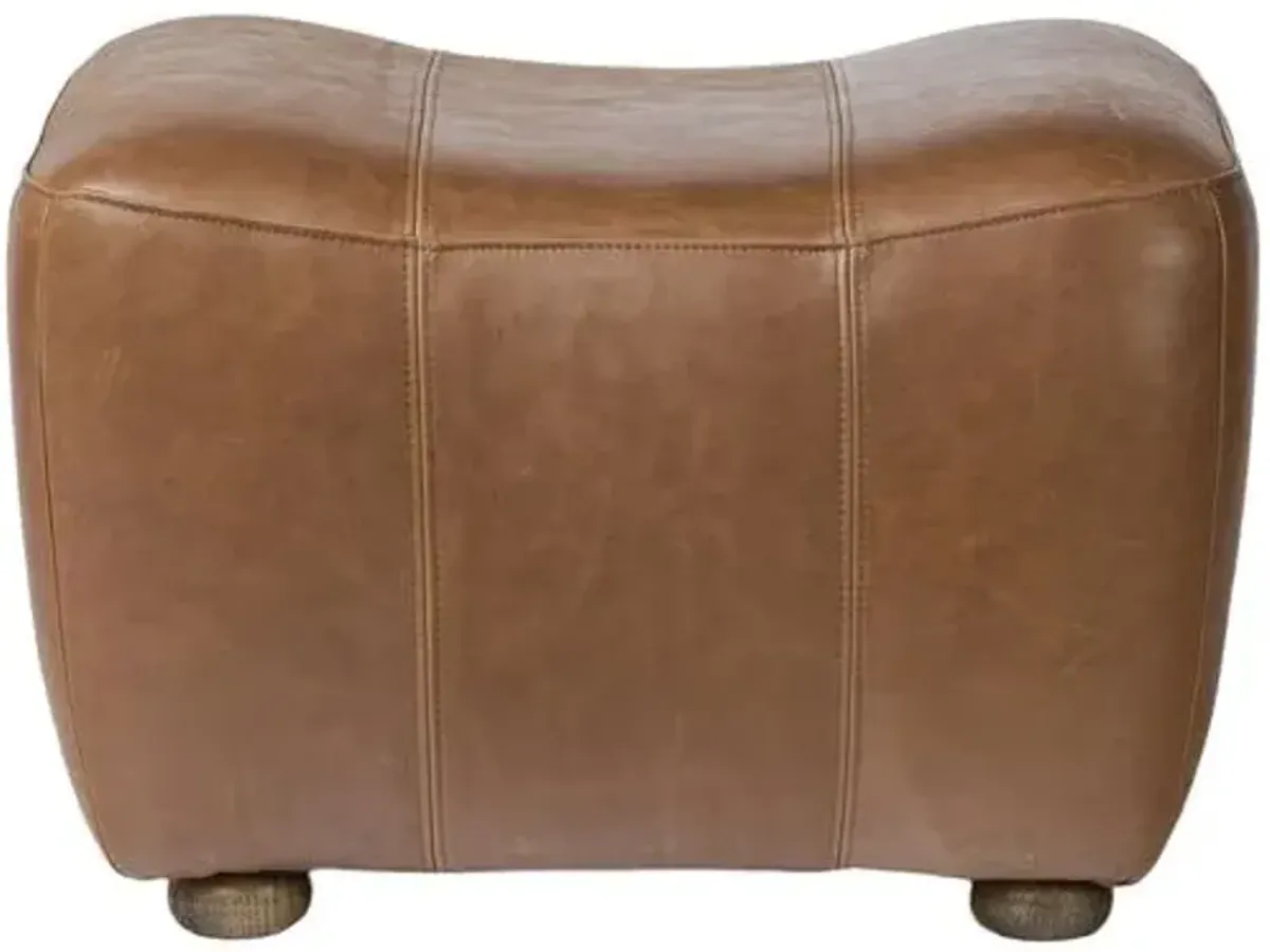 Kylo Leather Ottoman - Dulane Mahogany - Amber Lewis x Four Hands