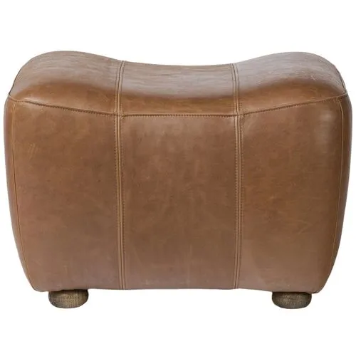 Kylo Leather Ottoman - Dulane Mahogany - Amber Lewis x Four Hands