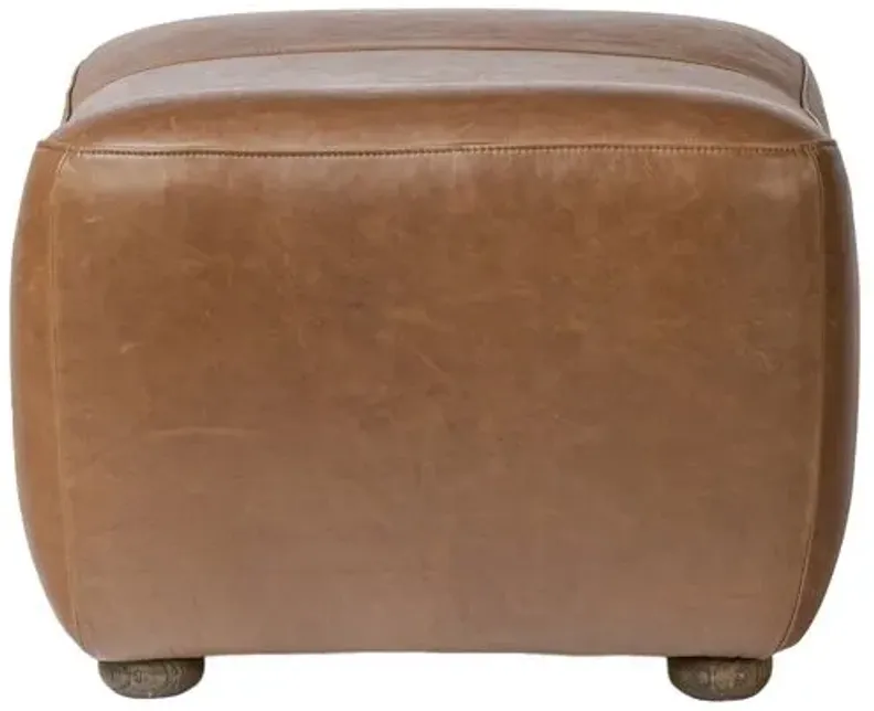 Kylo Leather Ottoman - Dulane Mahogany - Amber Lewis x Four Hands