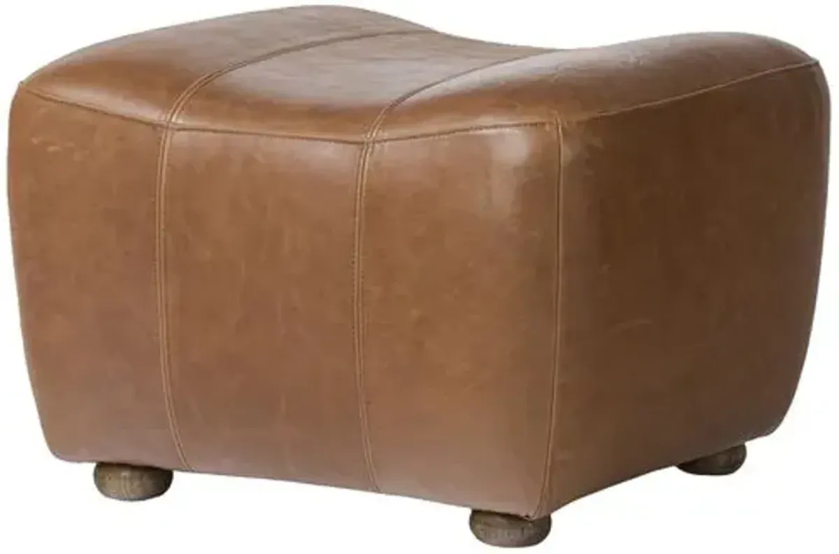 Kylo Leather Ottoman - Dulane Mahogany - Amber Lewis x Four Hands