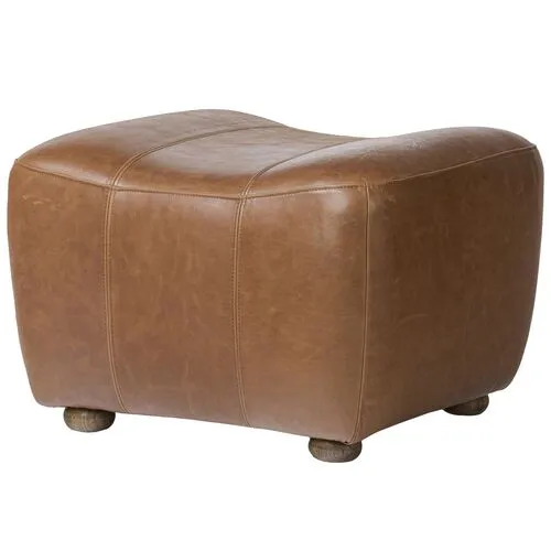 Kylo Leather Ottoman - Dulane Mahogany - Amber Lewis x Four Hands