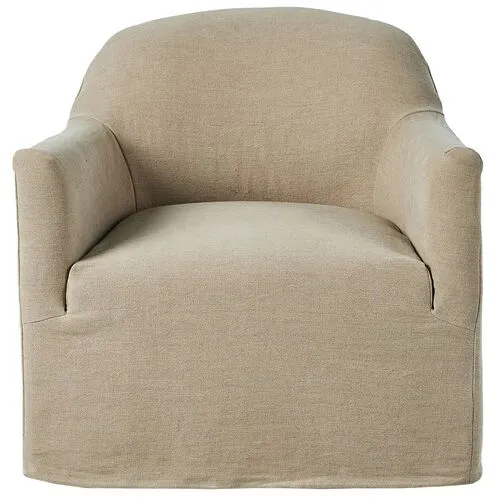 Lowell Linen Slipcover Swivel Chair - Amber Lewis x Four Hands