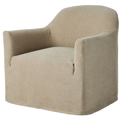 Lowell Linen Slipcover Swivel Chair - Amber Lewis x Four Hands