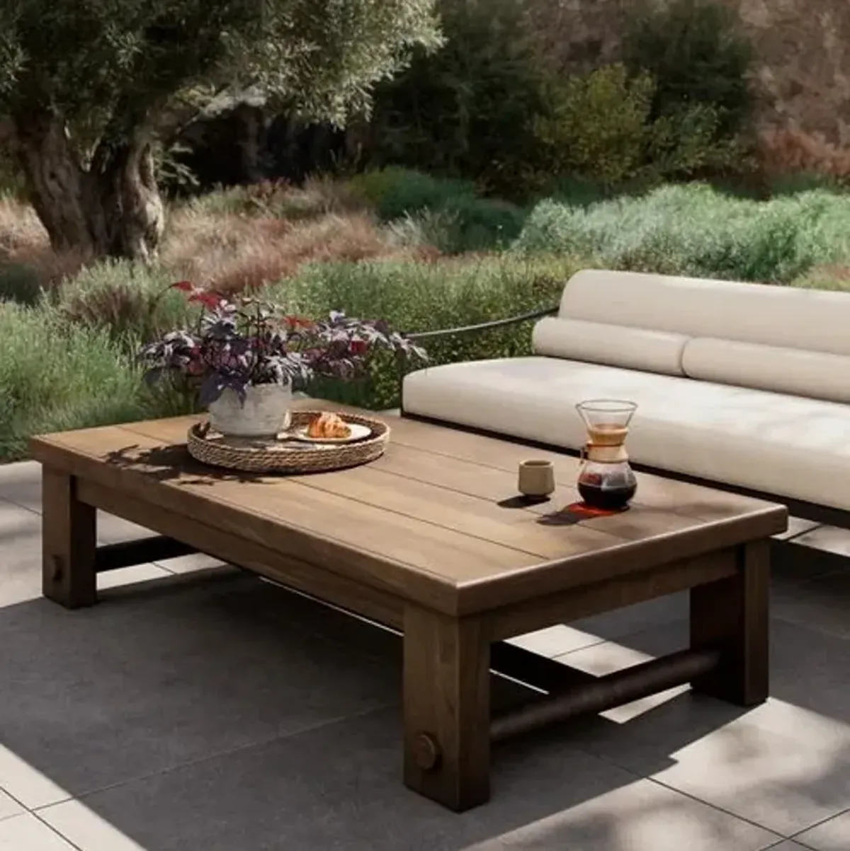 Lumi Outdoor Teak Coffee Table - Amber Lewis x Four Hands - Brown