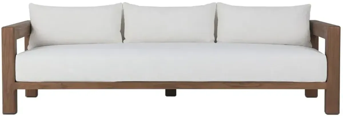 Lumi Outdoor Teak Sofa, Natural/White