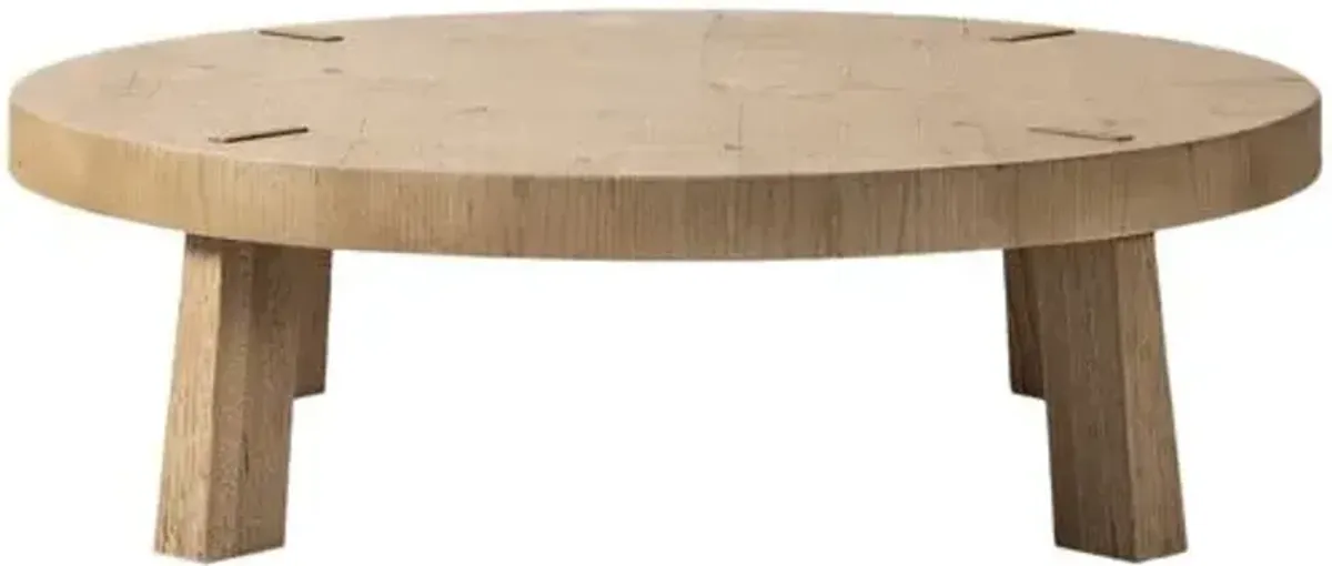 Sadira Round Oak Coffee Table - Amber Lewis x Four Hands - Brown