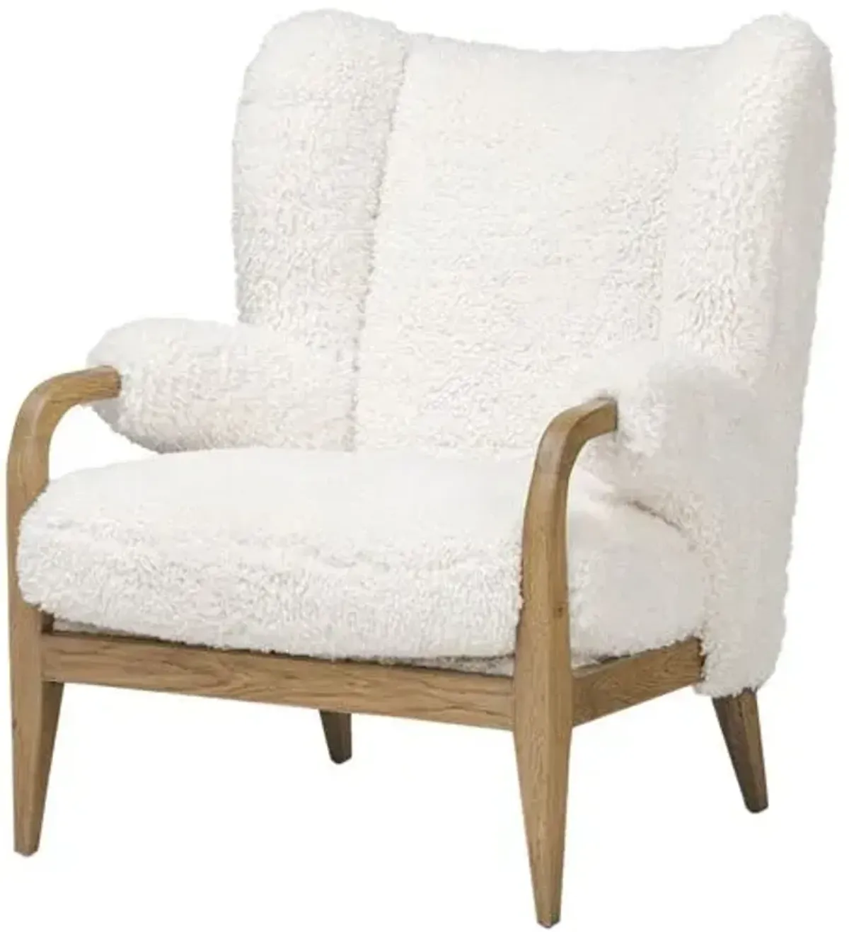 Sedoni Faux Mongolian Fur Wingback Accent Chair - White - Amber Lewis x Four Hands - Beige, Comfortable, Durable, Cushioned