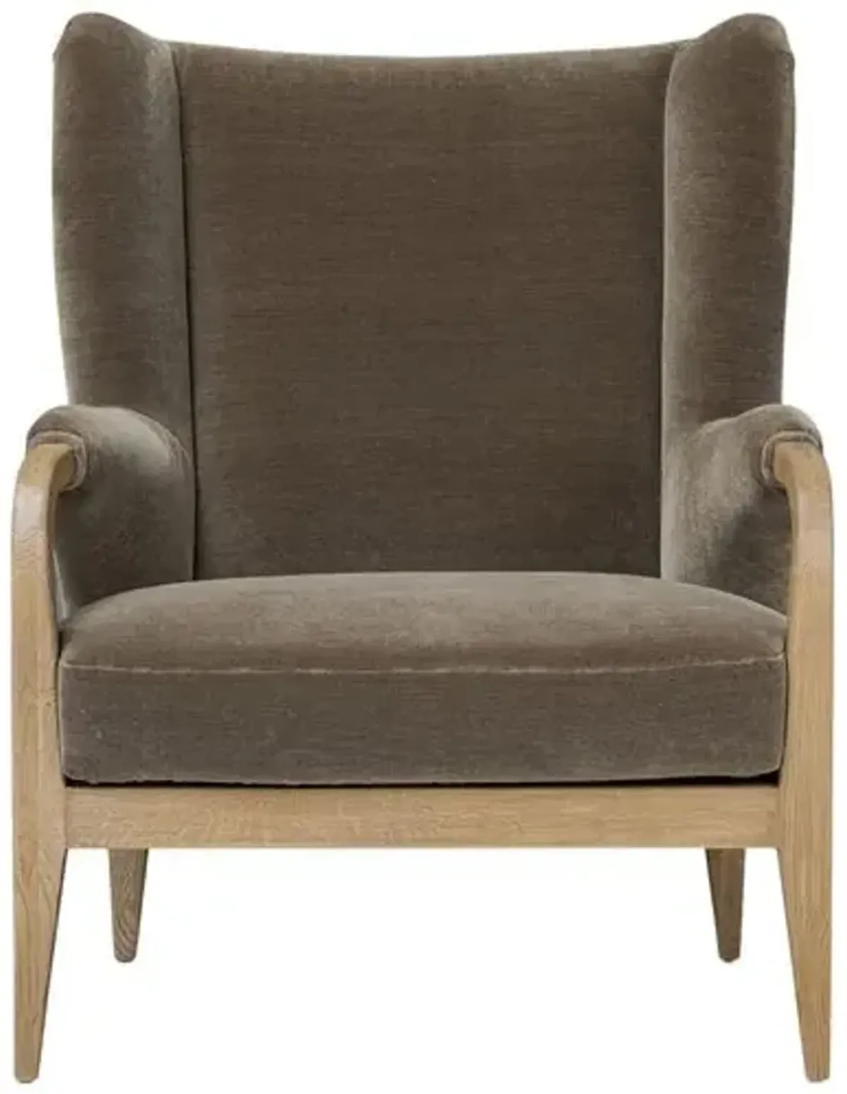 Sedoni Faux Mohair Wingback Accent Chair - Olive - Amber Lewis x Four Hands - Green, Comfortable, Durable