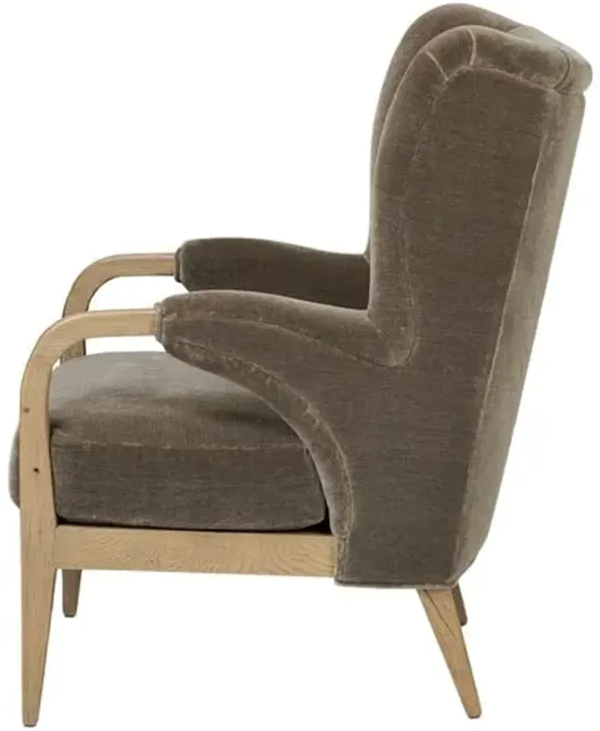 Sedoni Faux Mohair Wingback Accent Chair - Olive - Amber Lewis x Four Hands - Green, Comfortable, Durable