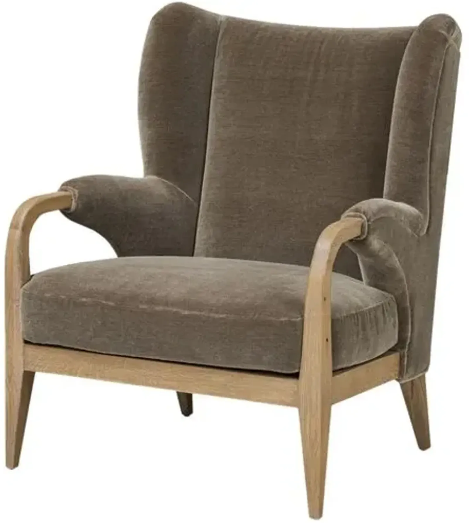 Sedoni Faux Mohair Wingback Accent Chair - Olive - Amber Lewis x Four Hands - Green, Comfortable, Durable