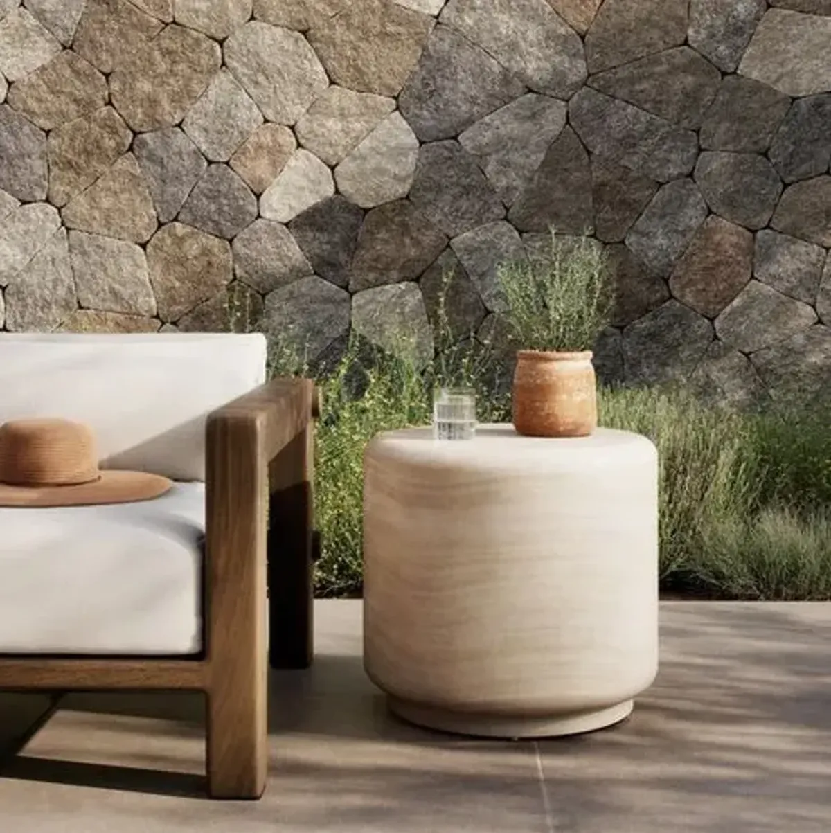 Venetia Outdoor End Table - Amber Lewis x Four Hands - Beige