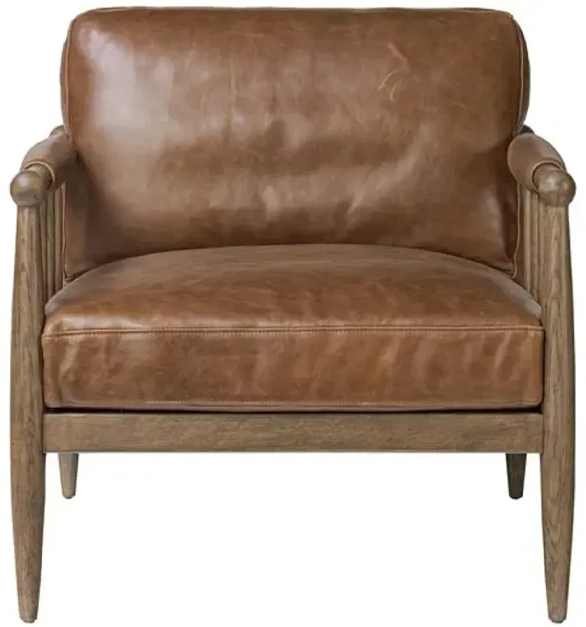 Warren Leather Accent Chair - Mahogany - Amber Lewis x Four Hands - Brown, Comfortable, Durable